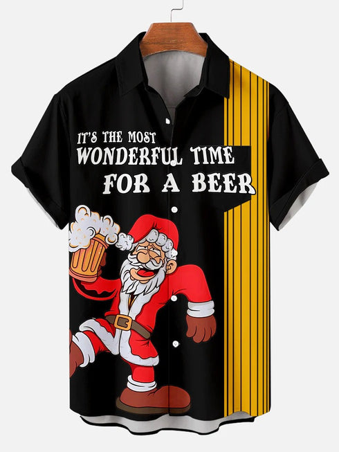 Men's Christmas Funny Graphic Short Sleeve Hawaiian Shirt